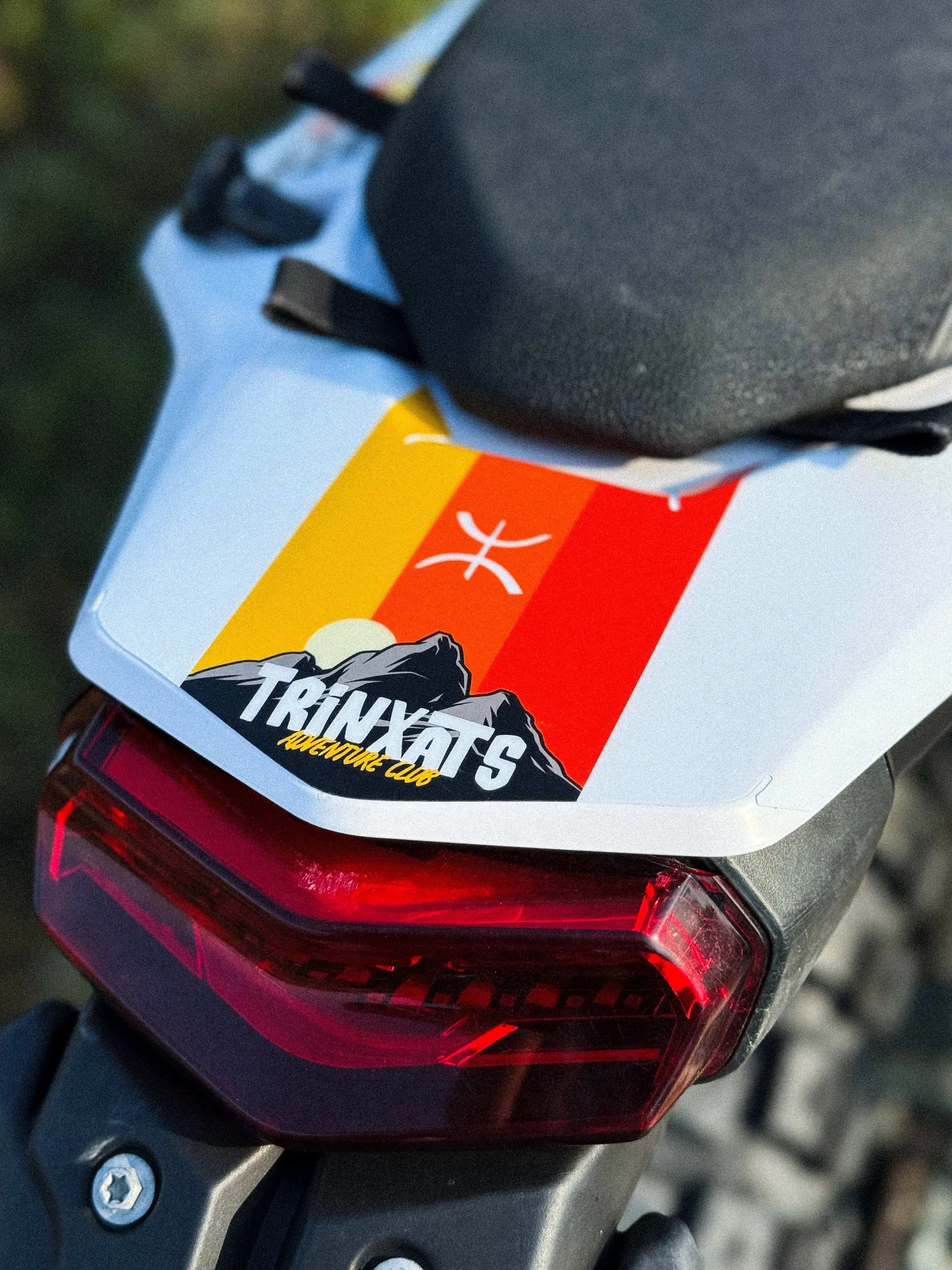 Motorbike wrapped in Trinxats Adventure Club vinyls
